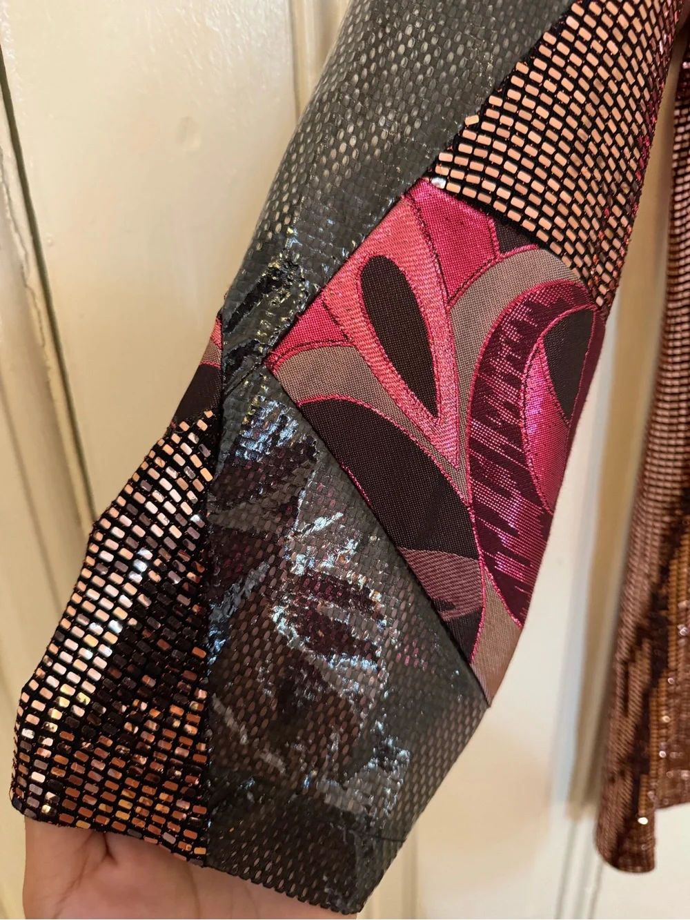 Stunning custo Barcelona patchwork Sequin dress in rose gold and Pink size 6 nwt